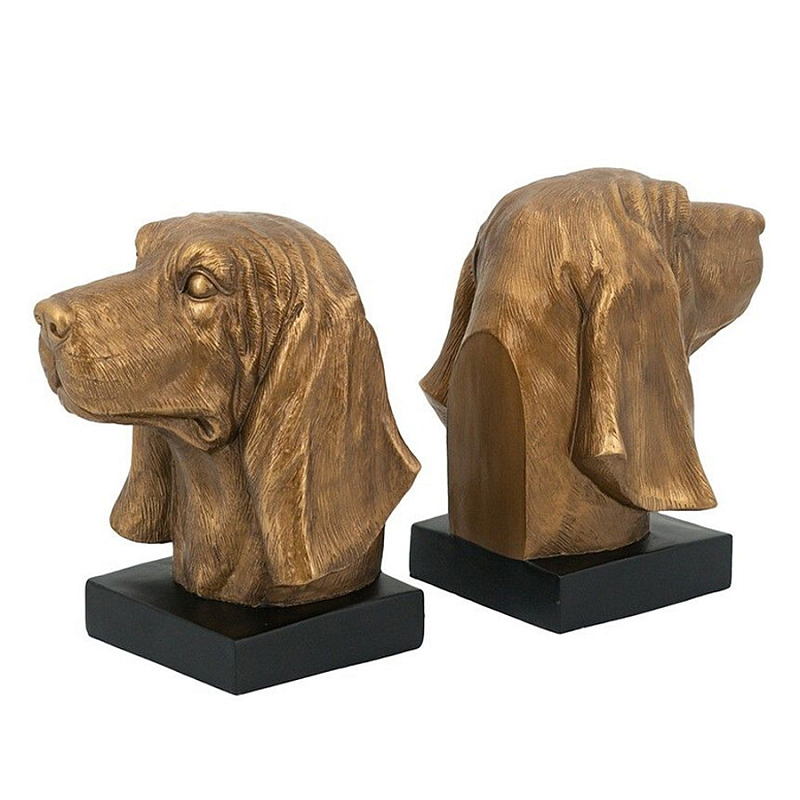 Держатель для книг с бронзовыми фигурками головы собаки Dog Elegance Бронза Черный Держатель для книг с бронзовыми фигурками головы собаки Dog Elegance Бронза Черный во Владивостоке | Loft Concept