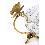 Конфетница из прозрачного рельефного стекла с ручками в виде стрекоз и фигуркой лебедя Eden Garden варинант исполнения - 2 | Loft Concept во Владивостоке