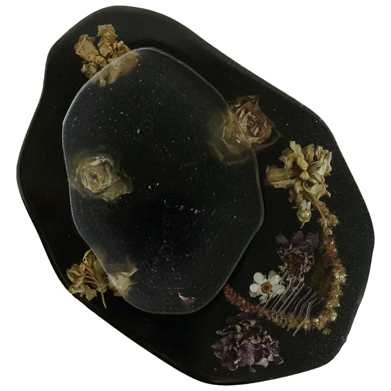 Подставка из эпоксидной смолы с цветами черная Epoxy Resin Flowers Black Черный Подставка из эпоксидной смолы с цветами черная Epoxy Resin Flowers Black Черный во Владивостоке | Loft Concept