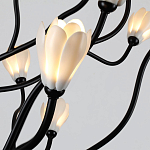 Люстра подвесная черного цвета с ветвями и белыми фарфоровыми цветами Floralis варинант исполнения - 13 | Loft Concept во Владивостоке