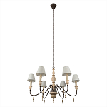 Люстра на металлическом основании с 6-ю белыми тканевыми абажурами Terrain варинант исполнения - 4 | Loft Concept во Владивостоке