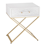 Приставной столик с выдвижным ящиком  White Table Carved Pattern варинант исполнения - 1 | Loft Concept во Владивостоке