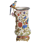 Ваза фарфоровая с птицей на бронзовой ветке и цветочной росписью Garden of Eden варинант исполнения - 5 | Loft Concept во Владивостоке