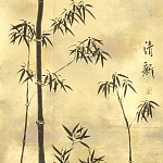 Обои ручная роспись Bamboo Quicksilver on Warm Gold gilded tea paper варинант исполнения - 2 | Loft Concept во Владивостоке