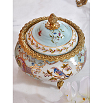 Шкатулка с крышкой из голубого фарфора с риунком птиц и цветов Blue Garden варинант исполнения - 2 | Loft Concept во Владивостоке