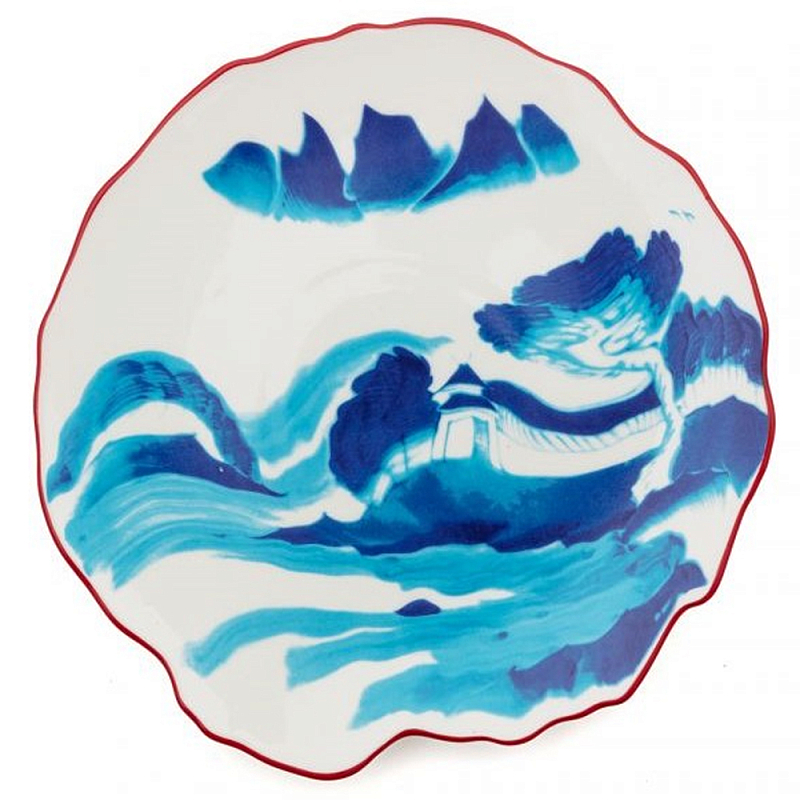 Десертная тарелка Seletti Melting Landscape Белый Синий Десертная тарелка Seletti Melting Landscape Белый Синий во Владивостоке | Loft Concept
