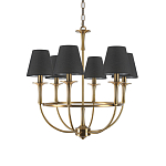 Люстра на металлическом основании бронзового цвета с 6-ю черными конусовидными абажурами Dignity варинант исполнения - 2 | Loft Concept во Владивостоке