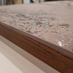 Стол обеденный с коричневой квадратной столешницей из керамики на четырех деревянных ножках Brown Ceramics варинант исполнения - 2 | Loft Concept во Владивостоке