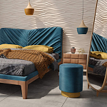 Пуф синий велюр на золотом металлическом основании Golden Belt варинант исполнения - 4 | Loft Concept во Владивостоке