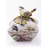 Шкатулка фиолетового цвета с рисунком бабочек и крышкой с фигуркой птицы на ветке Eden Garden варинант исполнения - 2 | Loft Concept во Владивостоке