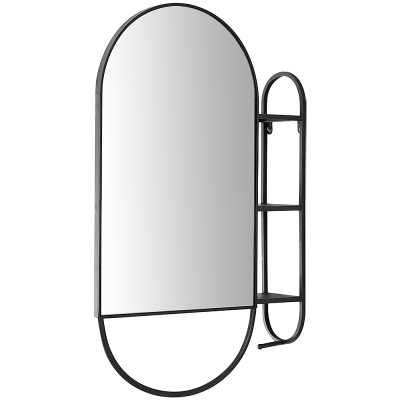Овальное настенное зеркало с боковым креплением Cole Industrial Mood Mirror Черный Овальное настенное зеркало с боковым креплением Cole Industrial Mood Mirror Черный во Владивостоке | Loft Concept