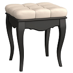 Пуф из массива бука с бежевой обивкой из велюра White Provence Black Provence варинант исполнения - 1 | Loft Concept во Владивостоке