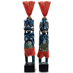 Комплект из 2-х деревянных статуэток Asmat Straw Headdress Statuettes Multicolor варинант исполнения - 2 | Loft Concept во Владивостоке