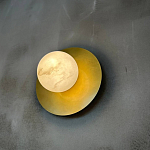 Бра круглое с плафоном из натурального камня на латунном основании Cryptocrystalline Stone варинант исполнения - 5 | Loft Concept во Владивостоке