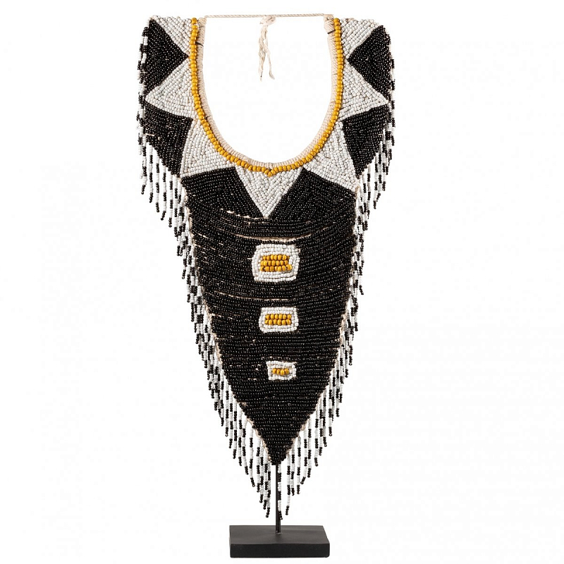 Африканское Ожерелье на подставке NECKLACE BEADS BLACK WHITE MUSTARD Черный Африканское Ожерелье на подставке NECKLACE BEADS BLACK WHITE MUSTARD Черный во Владивостоке | Loft Concept