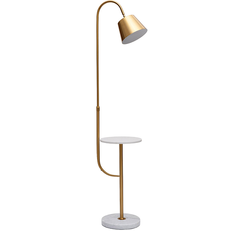 Торшер с мраморным столиком и золотым плафоном Ezio Floor Lamp Золотой Белый Мрамор Bianco Торшер с мраморным столиком и золотым плафоном Ezio Floor Lamp Золотой Белый Мрамор Bianco во Владивостоке | Loft Concept