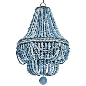 Люстра каплевидной формы украшенная круглыми бусинами синяя Blue Wooden Beads Chandelier