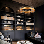 Люстра кольцевая чёрного цвета с вертикальными стеклянными элементами Ring Horizontal варинант исполнения - 2 | Loft Concept во Владивостоке