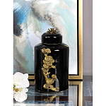 Банка с крышкой из фарфора с бронзовым цветочным элементом Eden Garden варинант исполнения - 4 | Loft Concept во Владивостоке