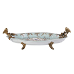 Блюдо овальное из голубого фарфора с ручками в виде бабочек и цветочным рисунком Blue Garden варинант исполнения - 1 | Loft Concept во Владивостоке