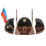 Настольный письменный набор с часами из природного камня обсидиана Oval Office варинант исполнения - 1 | Loft Concept во Владивостоке