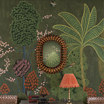 Обои ручная роспись Malwa Original colourway on Olive tobacco варинант исполнения - 1 | Loft Concept во Владивостоке