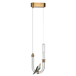 Подвесной светильник с декоративной фигуркой птицы на прозрачной изогнутой трубке Ganthea варинант исполнения - 2 | Loft Concept во Владивостоке