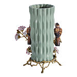 Ваза с птицами и цветами из фарфора с бронзовыми элементами Garden of Eden варинант исполнения - 2 | Loft Concept во Владивостоке