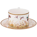 Чайная пара из фарфора с изображением собаки и уток 300 мл Hunting Porcelain Collection варинант исполнения - 2 | Loft Concept во Владивостоке