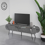 ТВ-тумба серая с 2-мя откидными дверцами и 2-мя открытыми полками CAPSULE TV STAND RETRO GREY варинант исполнения - 2 | Loft Concept во Владивостоке