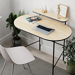 Стол письменный овальной формы с полкой LOUB WORKING TABLE BLACK OAK варинант исполнения - 5 | Loft Concept во Владивостоке