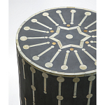 Приставной круглый столик с инкрустацией Mandika Bone Inlay Gray варинант исполнения - 1 | Loft Concept во Владивостоке