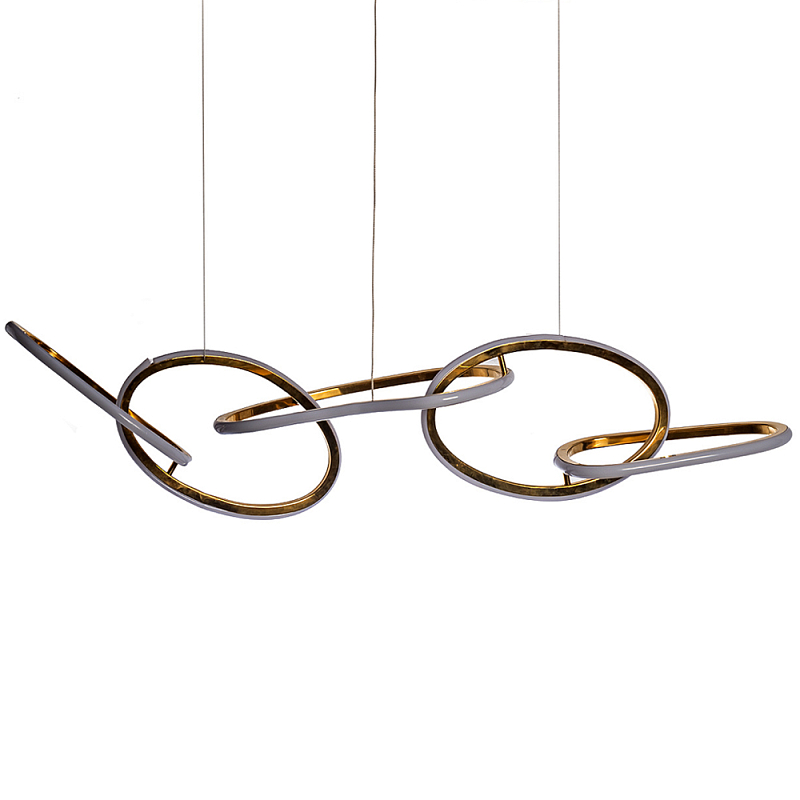 Люстра подвесная золотая в форме изогнутых колец Curved Rings Золотой Люстра подвесная золотая в форме изогнутых колец Curved Rings Золотой во Владивостоке | Loft Concept