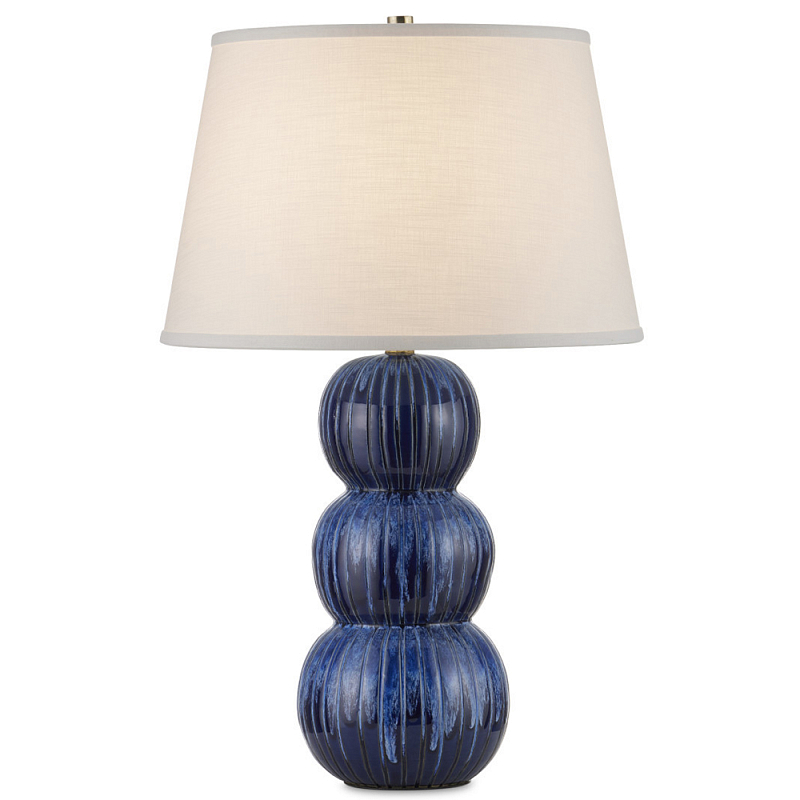 Настольная лампа с синим многослойным шарообразным корпусом Blue Glaze Синий Настольная лампа с синим многослойным шарообразным корпусом Blue Glaze Синий во Владивостоке | Loft Concept