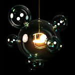 Подвесной светильник с прозрачными бирюзовыми стеклянными шарами и золотыми деталями Диаметр 46 Giopato & Coombes варинант исполнения - 4 | Loft Concept во Владивостоке