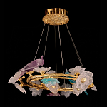 Люстра круглая на золотом каркасе с птичками и цветочным декором Miscellaneous herbs варинант исполнения - 5 | Loft Concept во Владивостоке