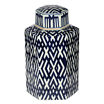 Ваза с крышкой и графическим узором в сине-белых цветах Blue & White Ornament  варинант исполнения - 2 | Loft Concept во Владивостоке
