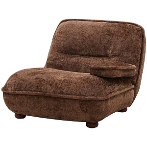Кресло без подлокотников коричневое ну круглых деревянных ножках Loup Plush Armchair Brown