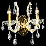 Бра с двумя лампами и крупными хрустальными подвесками на золотом основании Crystal lamps варинант исполнения - 2 | Loft Concept во Владивостоке