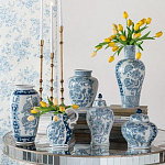 Ваза с крышкой и голубым цветочным рисунком на белом фоне Blue & White Ornament варинант исполнения - 7 | Loft Concept во Владивостоке