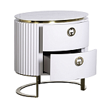 Тумбочка белая овальная с мраморной столешницей Thoroughbass варинант исполнения - 2 | Loft Concept во Владивостоке