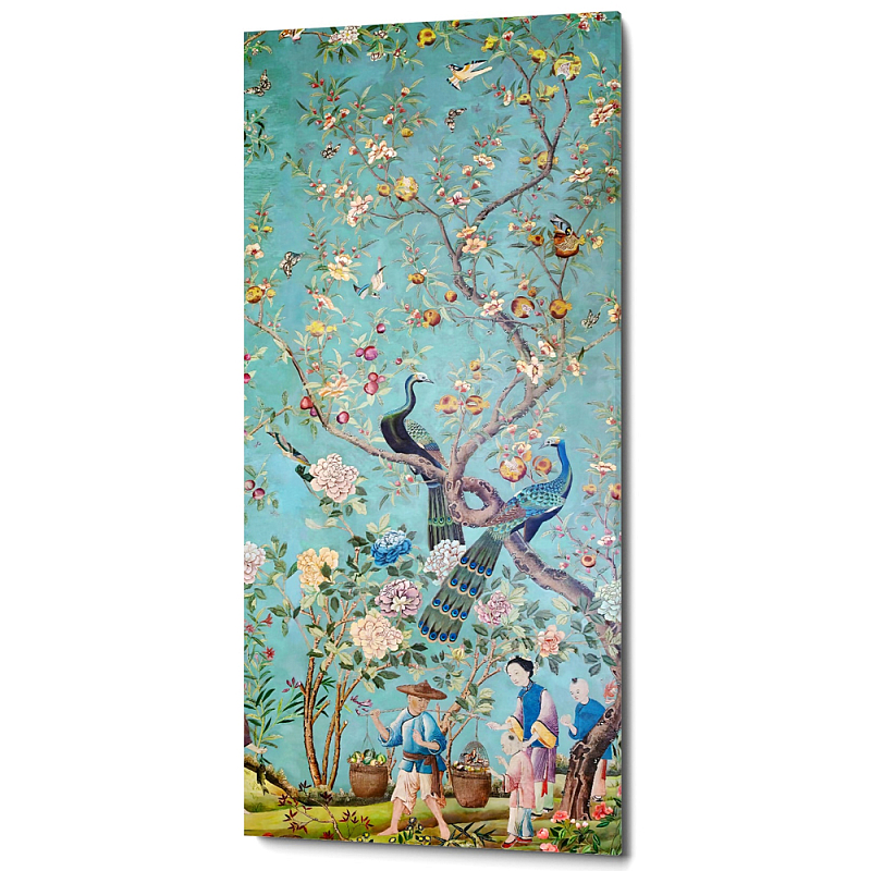 Постер на холсте в стиле шинуазри с изображением сада Chinoiserie Imperial Garden Peacocks on a Tree Бирюзовый Мульти Постер на холсте в стиле шинуазри с изображением сада Chinoiserie Imperial Garden Peacocks on a Tree Бирюзовый Мульти во Владивостоке | Loft Concept