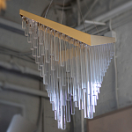 Люстра золотого цвета в форме галочки с каскадом длинных прозрачных трубок Eurofase варинант исполнения - 14 | Loft Concept во Владивостоке