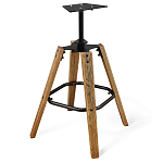 Барный стул со спинкой и металлической подставкой на 4-х деревянных ножках Коричневый Велюр Vendramin Chair варинант исполнения - 5 | Loft Concept во Владивостоке