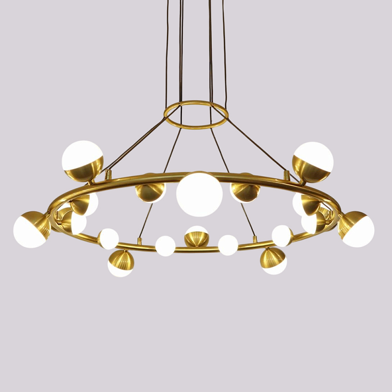 Люстра подвесная светодиодная с плафонами в форме шара Italian Globe Cedar Moss Light Бронза Белый Люстра подвесная светодиодная с плафонами в форме шара Italian Globe Cedar Moss Light Бронза Белый во Владивостоке | Loft Concept