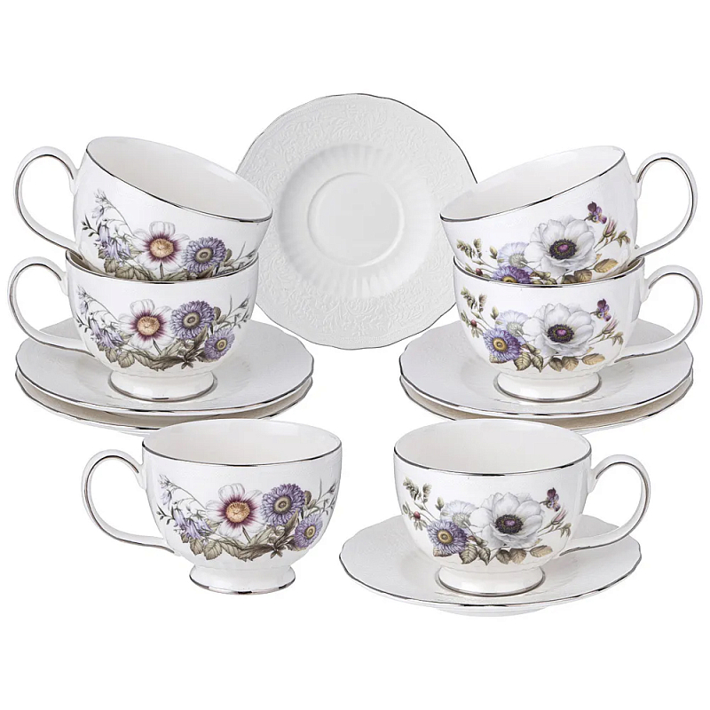 Чайный набор из фарфора с рисунком цветов 280 мл Garden Whisper Porcelain Set Белый Мульти Чайный набор из фарфора с рисунком цветов 280 мл Garden Whisper Porcelain Set Белый Мульти во Владивостоке | Loft Concept