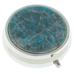 Таблетница карманная круглая с 3-мя отделениями и накладкой из натурального камня Апатит Голубой Silver Stone Pillboxes варинант исполнения - 1 | Loft Concept во Владивостоке