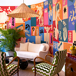 Обои ручная роспись в стиле Арт-деко Jazz Original colourway on painted silk with embroidery варинант исполнения - 1 | Loft Concept во Владивостоке