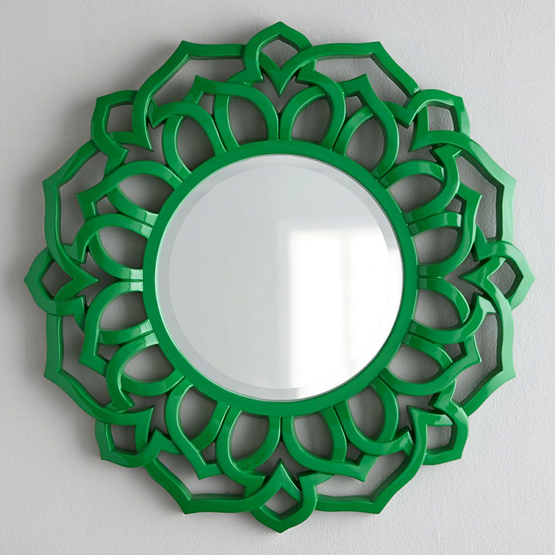 Зеркало круглое в ажурной зеленой раме Green Floral Pattern Зеленый Зеркало круглое в ажурной зеленой раме Green Floral Pattern Зеленый во Владивостоке | Loft Concept
