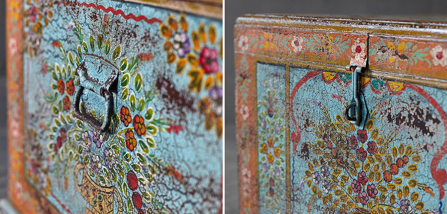 Сундук ручная роспись Harsh Antique Indian Painted Chest Сундук ручная роспись Harsh Antique Indian Painted Chest - Loft-Concept во Владивостоке